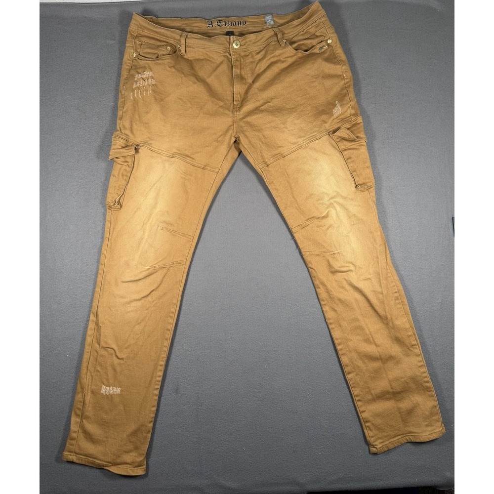 A. Tiziano Men's Cargo Pants Size 42 Brown Tan Urban Streetwear Rabbit Logo
